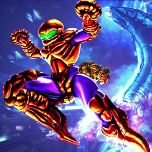 Prompt: Super metroid on unreal engine, 3d, beautiful graphics, new graphics