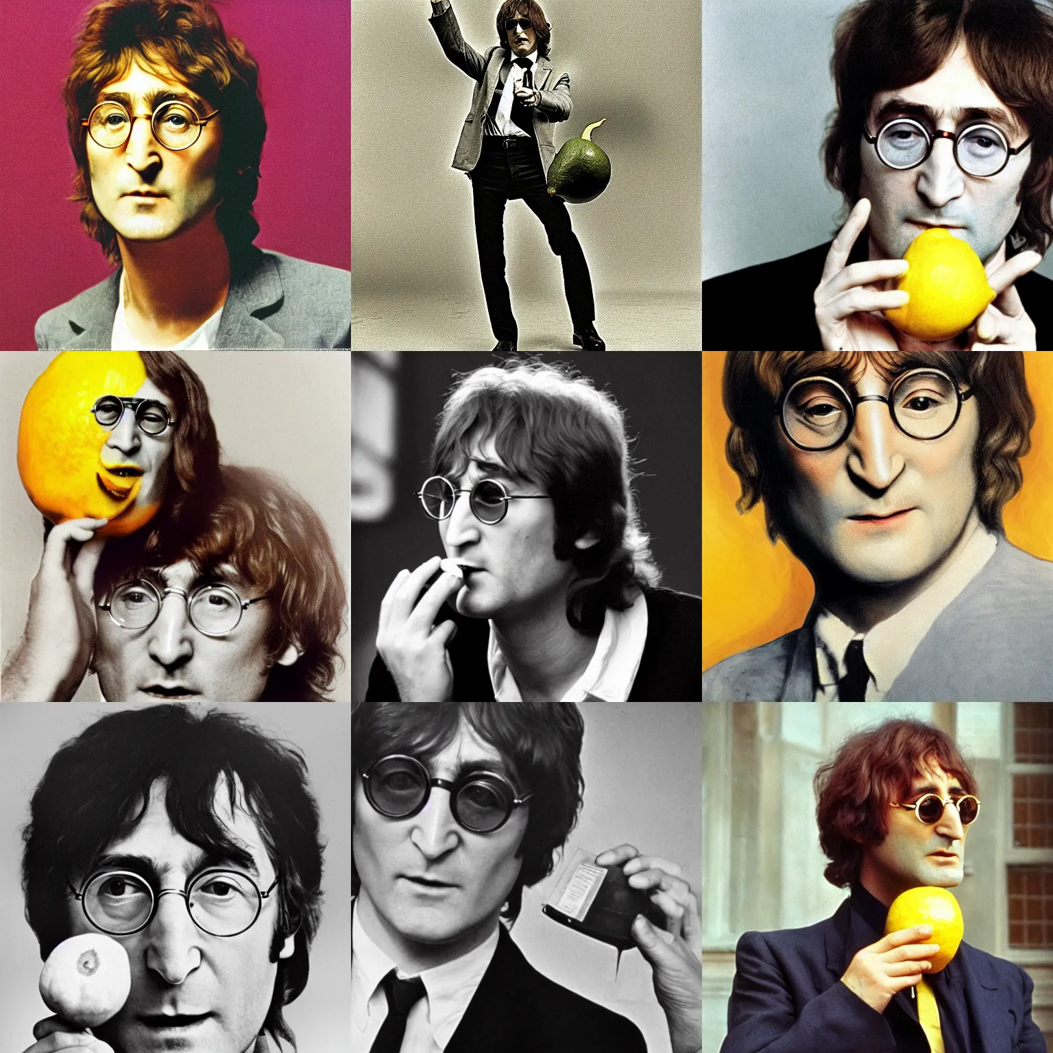 Prompt: John Lennon with a lemon for a head