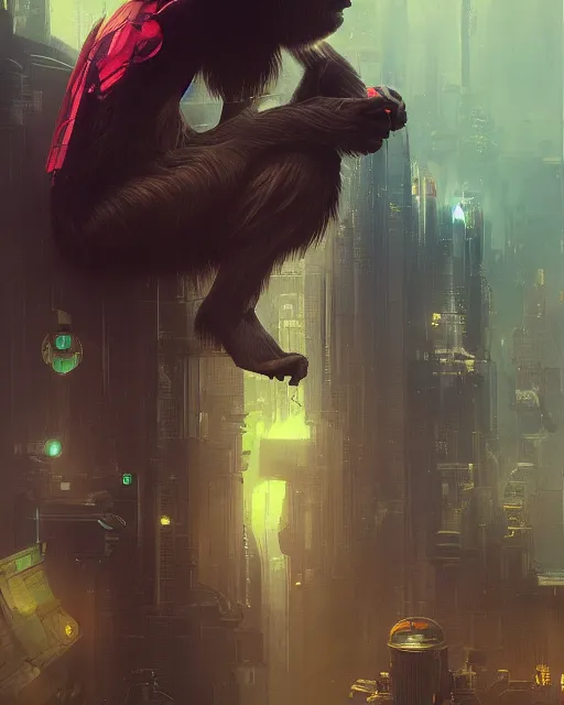 Image similar to bored ape, yuga labs, neon, cyberpunk, futuristic, stunning, highly detailed, digital painting, artstation, smooth, soft focus, illustration, art by greg rutkowski and alphonse mucha