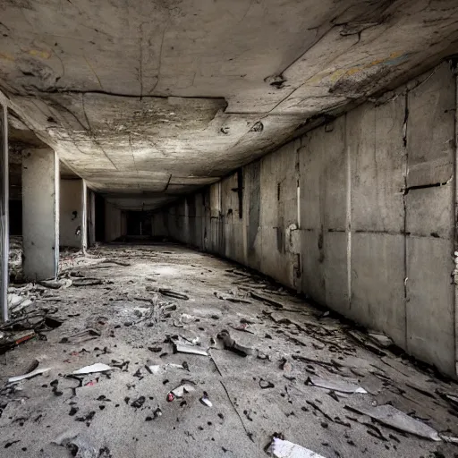 Prompt: Inside of a derelict and abandoned futuristic bunker.High quality , highly detailed, 4k ,