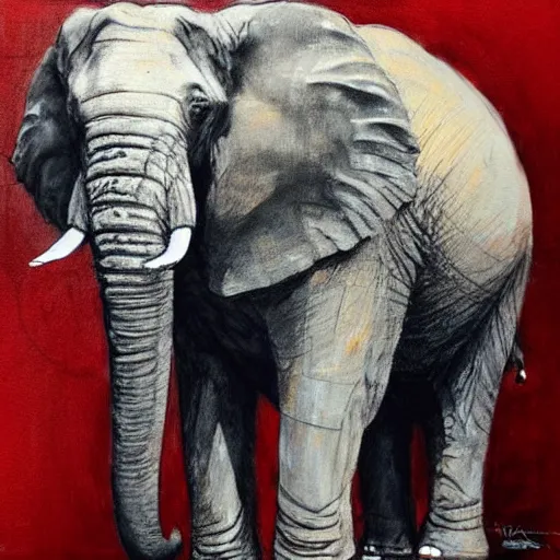 Prompt: portrait of an impressive big elephant, artwork by guy denning and charlie bowater,