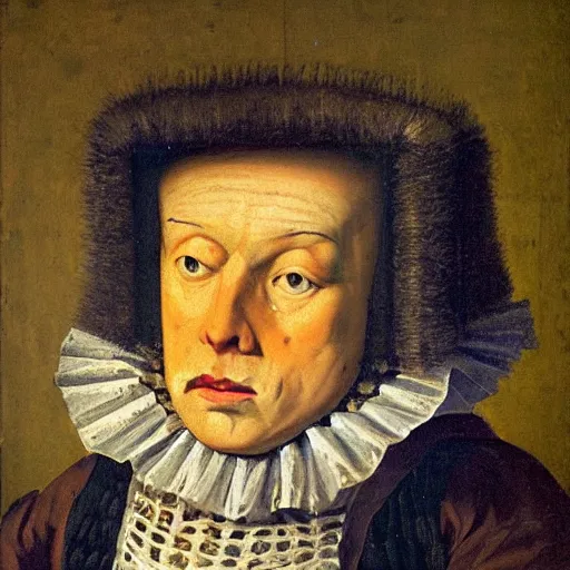 Image similar to portrait of a living human-like quarks, painted in the 17th century