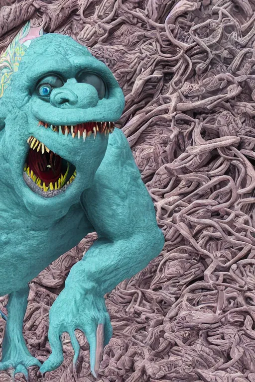 Image similar to intricate color photo of the monster that lives under your bed detailed render