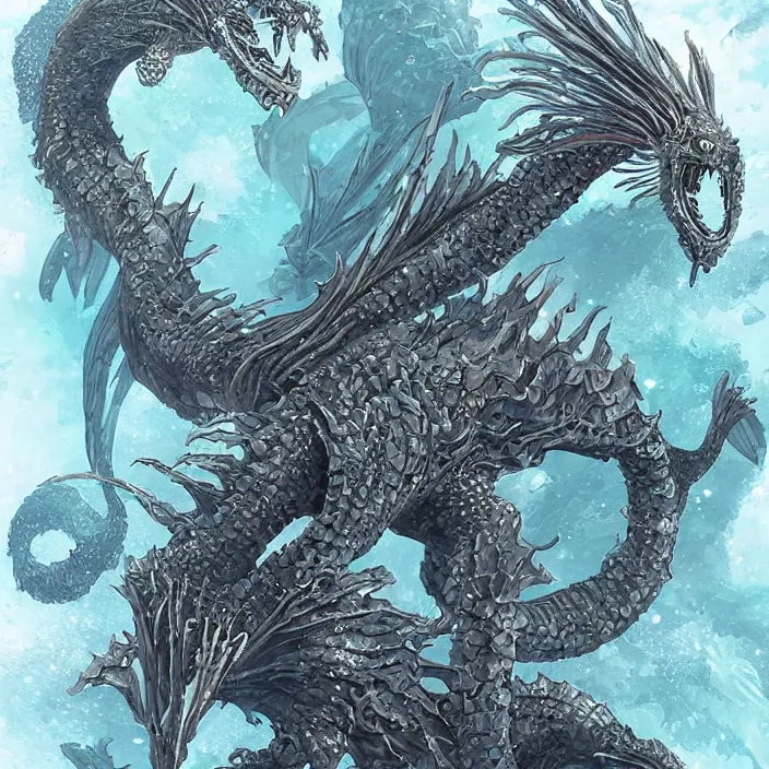 Image similar to underwater sea dragon full body, d & d style, trending on artstation, intricate, highly detailed