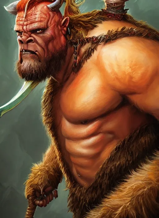 Image similar to orc barbarian, ultra detailed fantasy, dndbeyond, bright, colourful, realistic, dnd character portrait, full body, pathfinder, pinterest, art by ralph horsley, dnd, rpg, lotr game design fanart by concept art, behance hd, artstation, deviantart, hdr render in unreal engine 5