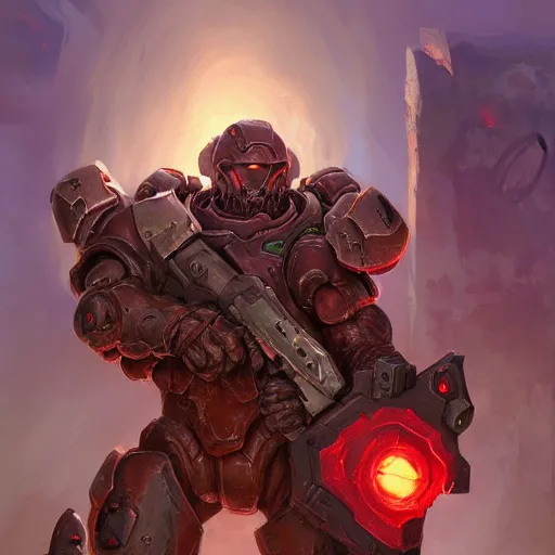 Image similar to doom slayer fantasy art heartstone video game icon, 2 d game art gta cover, official fanart behance hd artstation by jesper ejsing, by rhads, makoto shinkai and lois van baarle, ilya kuvshinov, rossdraws