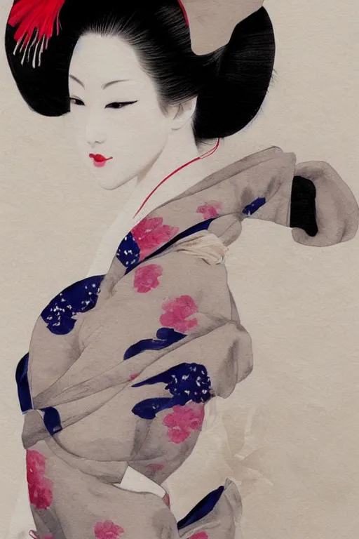 Image similar to sensual and very seductive geisha, digital art, 8k, character, realistic, portrait, photorealism, japan watercolour, masterpiece art