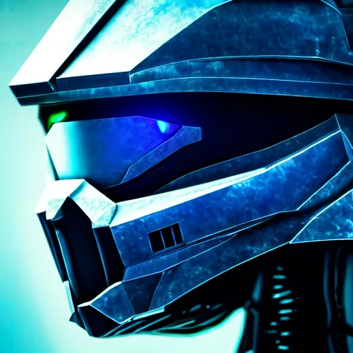 Image similar to cyberpunk halo helmet on space, close shot, reflection, epic, dramatic, cinematic, award winning, ultra detailed, realistic, 8k,