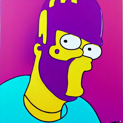 Prompt: Homer Simpson, abstract art acrylics painting