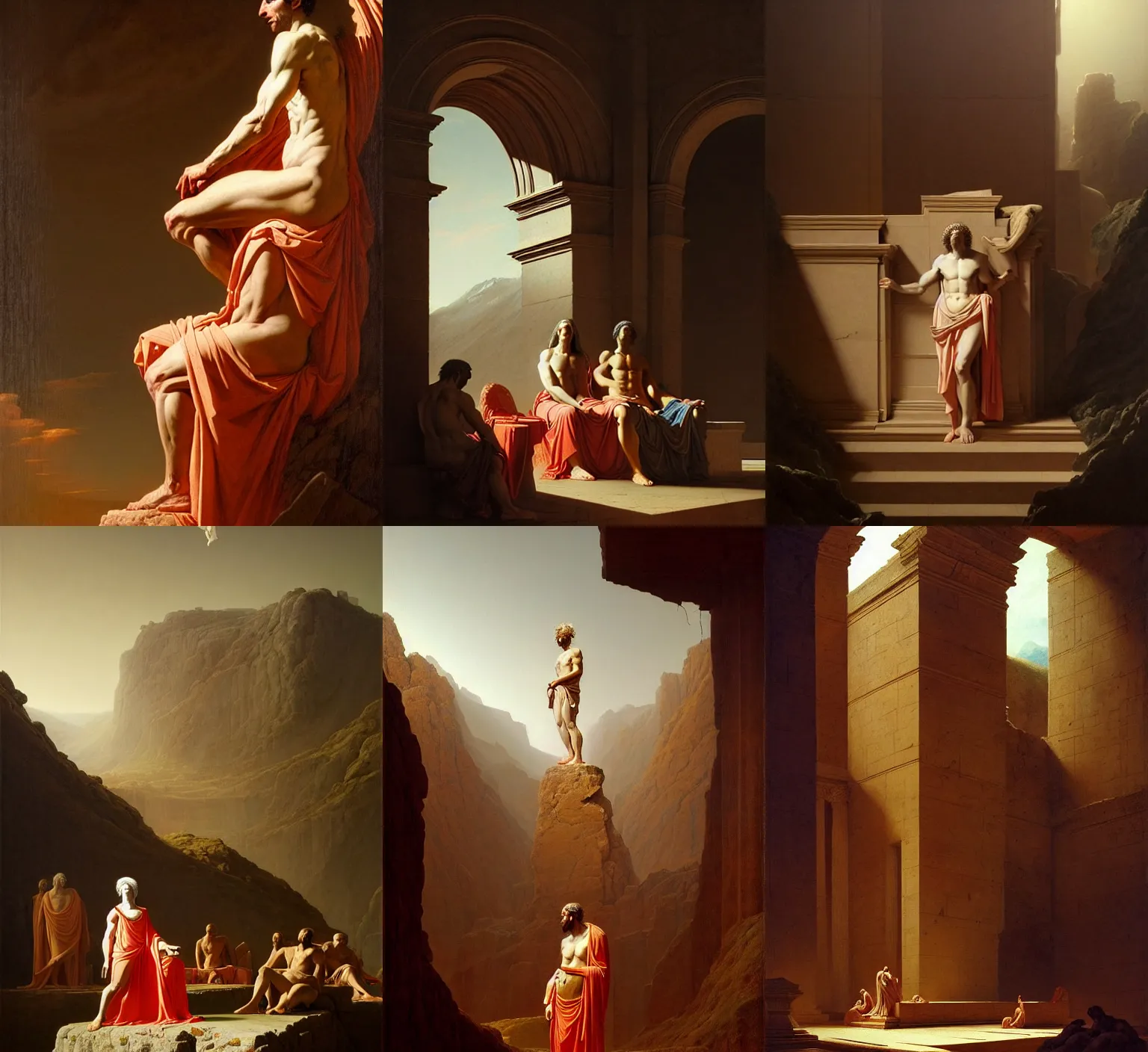 Prompt: neoclassical portrait of the place where gods come into being, by jacques - louis david, by greg rutkowski, by zdzisław beksinski, by josep tapiro baro, trending on artstation, featured on pixiv, masterpiece, oil on canvas, cinematic composition, dynamic beautiful lighting,