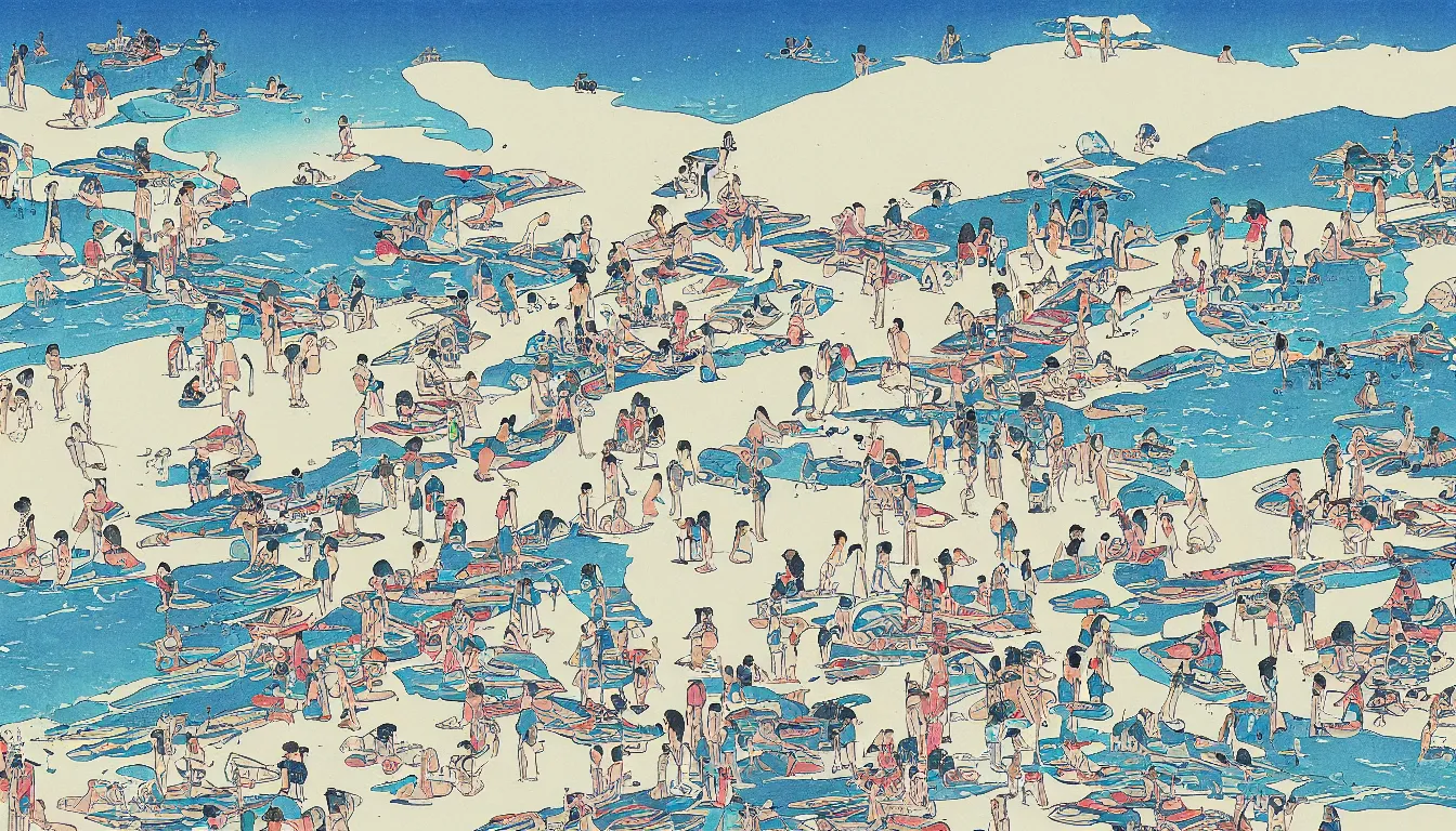 Image similar to beach, japanese illustration