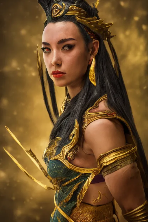 Prompt: a female DND yuan ti, high resolution film still, 8k, HDR colors, cosplay, studio lighting