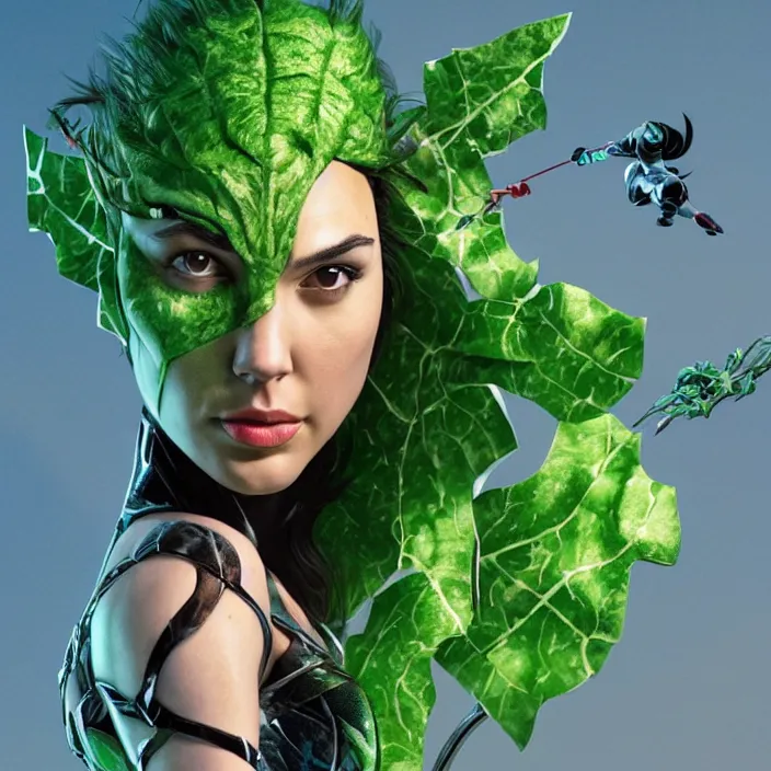 Image similar to portrait of Gal Gadot as a Poison Ivy in Batman & Robin 1997. intricate artwork. by Tooth Wu, wlop, beeple, dan mumford. octane render, trending on artstation, greg rutkowski very coherent symmetrical artwork. cinematic, hyper realism, high detail, octane render, 8k