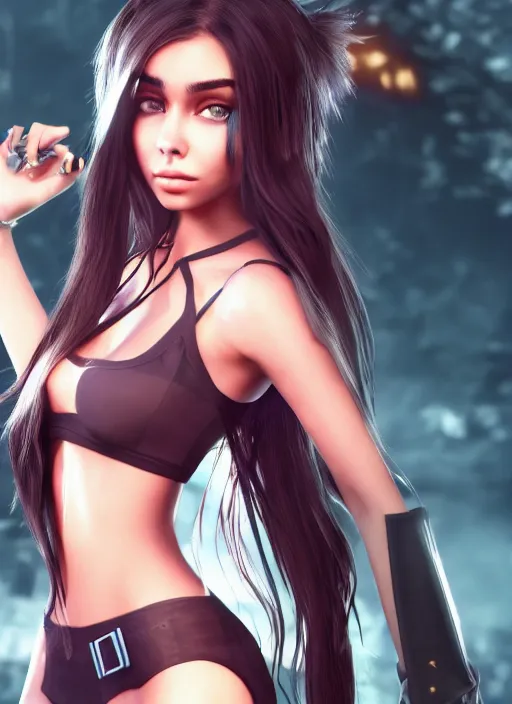 Image similar to Madison Beer as a video game character, digital art, unreal engine, unreal engine render, blender render, render, 4k, coherent