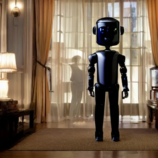 Prompt: robot butler, movie still