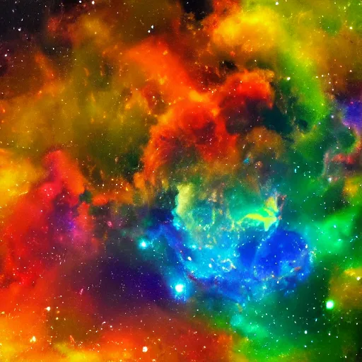Prompt: an oil painting of a colorful nebulae, digital art