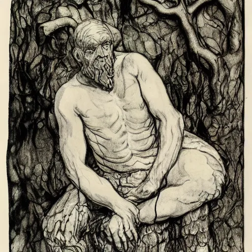 Image similar to toad The Thinker, swamp, by Auguste Rodin, by Irving Penn, illustrations by irish fairy tales james stephens arthur rackham, illustrations by Stephen Reid