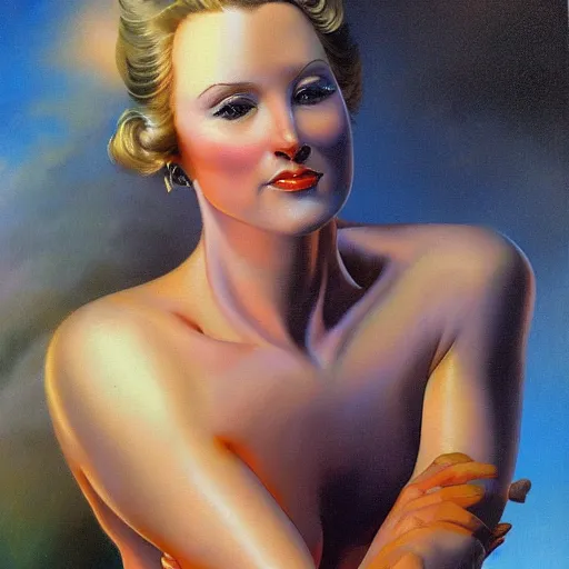 Prompt: kirsten schaal painted by boris vallejo