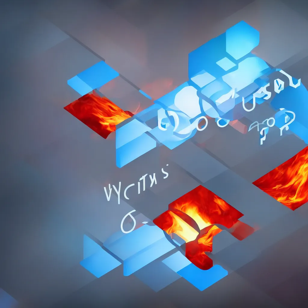 Image similar to Windows 10 logo on fire, digital art, ultra HD render, trending on Artstation, award winning