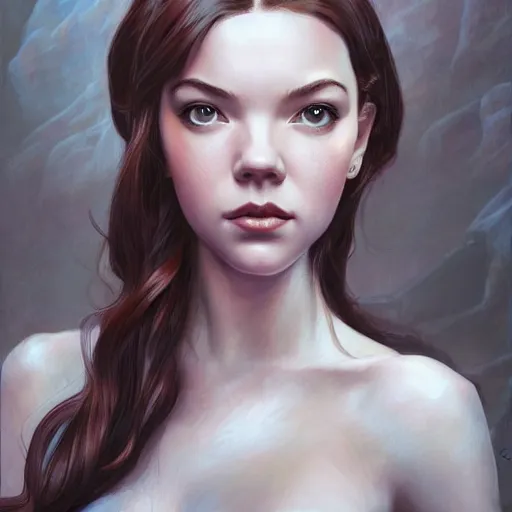 Prompt: Adult Anya Taylor-Joy, intricate, elegant, highly detailed, centered, digital painting, artstation, concept art, smooth, sharp focus, illustration, art by artgerm and donato giancola and Joseph Christian Leyendecker, Ross Tran, WLOP