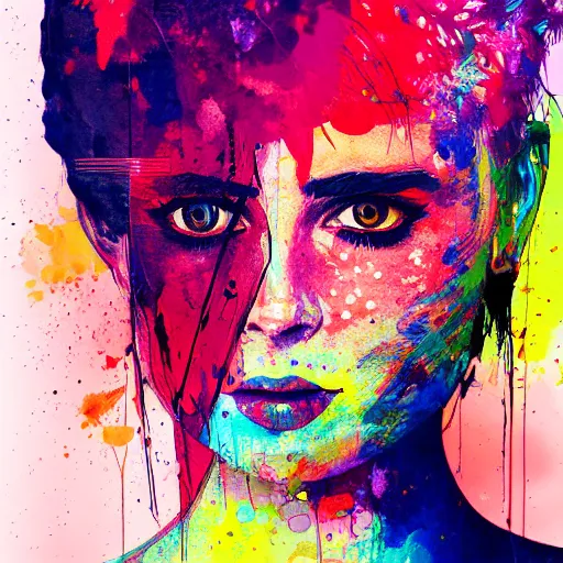 Image similar to portrait of woman, colorful palette, sad, by conrad roset