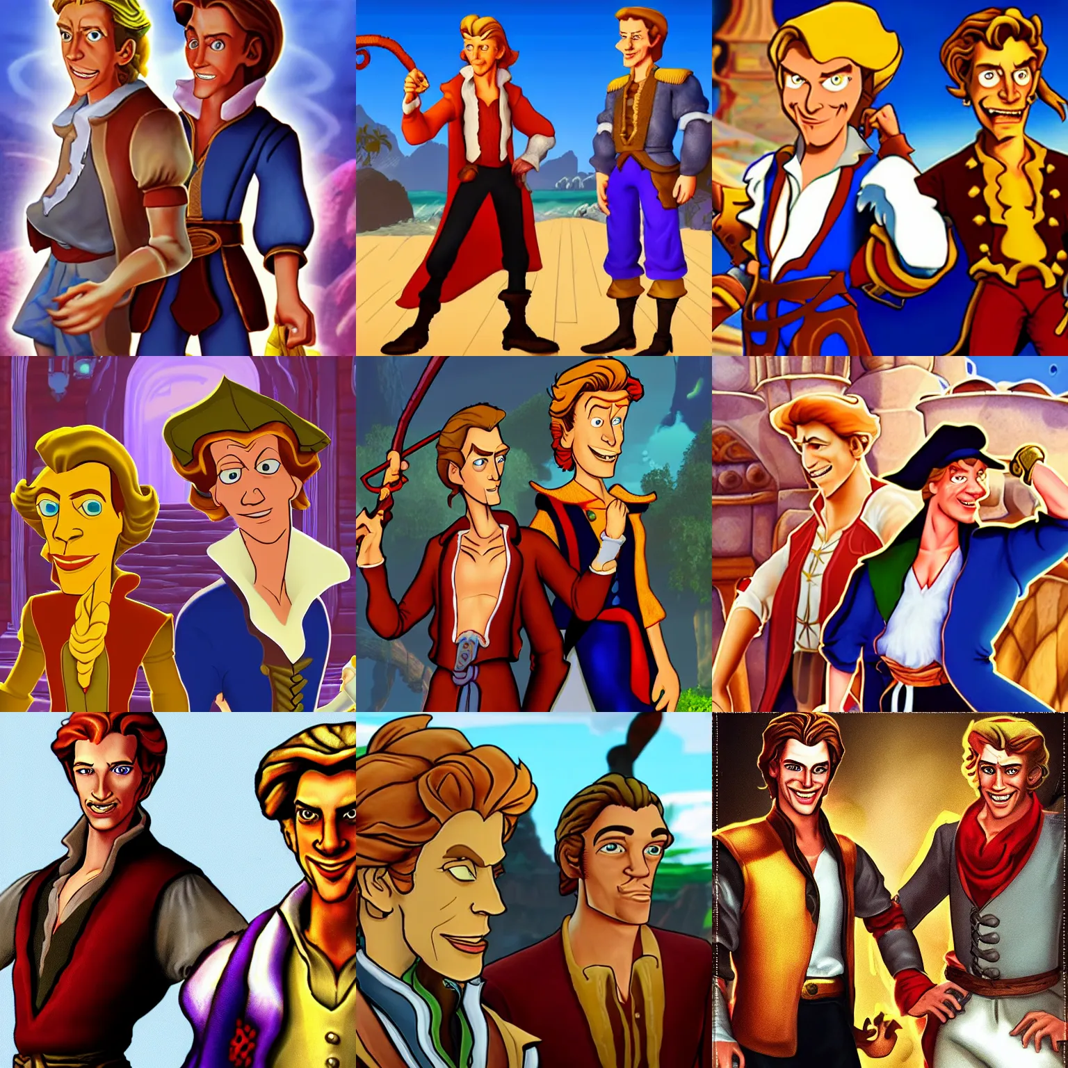 Prompt: Guybrush Threepwood and Stan