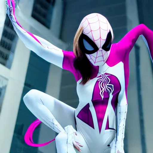 Prompt: Spider Gwen photoshoot