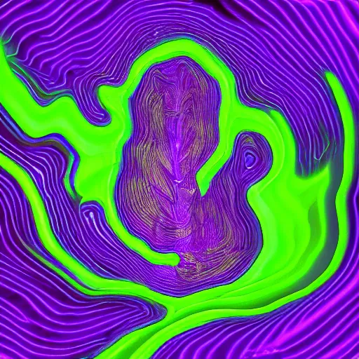 Prompt: inside view of very shiny dark saturated violet intestine with extreme glows. signed perkinsfield noise displacement. wet look. lightning and electrical arcs. award winning digital art