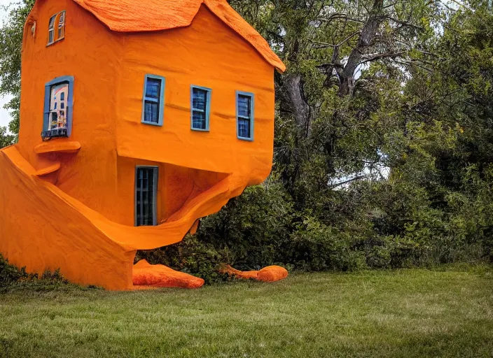 Image similar to cheeto house, photography, realistic