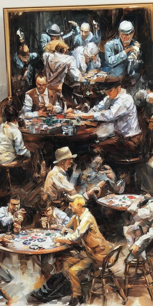 Prompt: oil painting scene from poker by kim jung gi