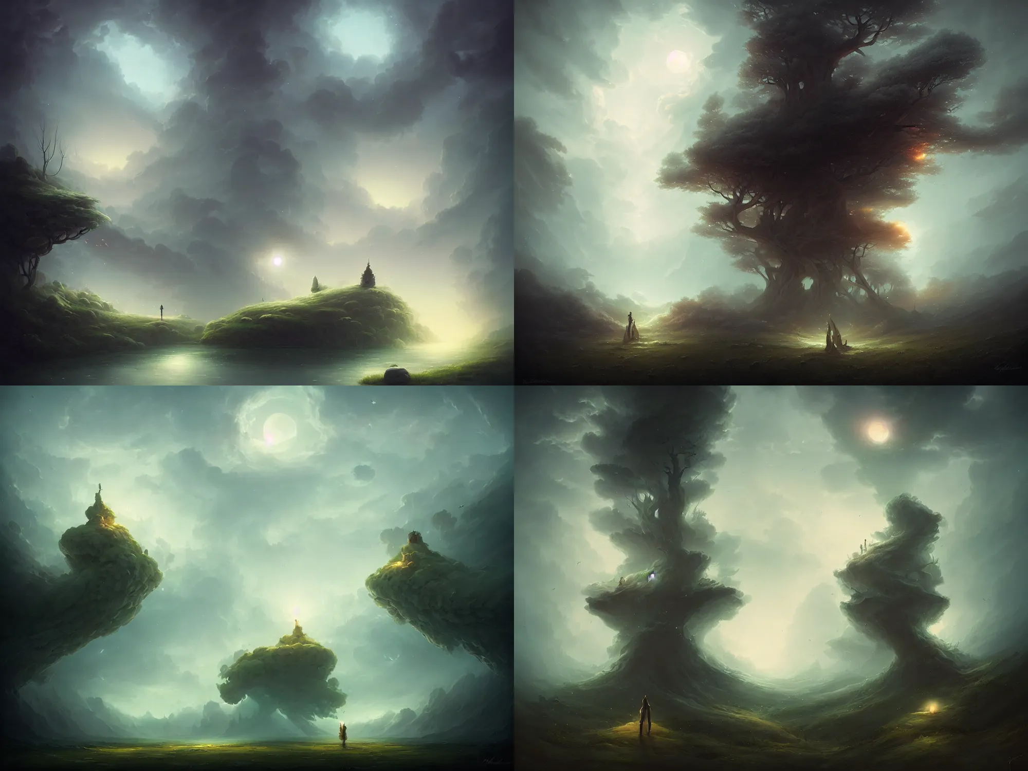 Prompt: stunning landscape by peter mohrbacher and mikko lagerstedt