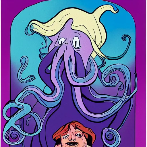 Prompt: ursula the sea witch, boris johnson, octopus, by glen keane, disney