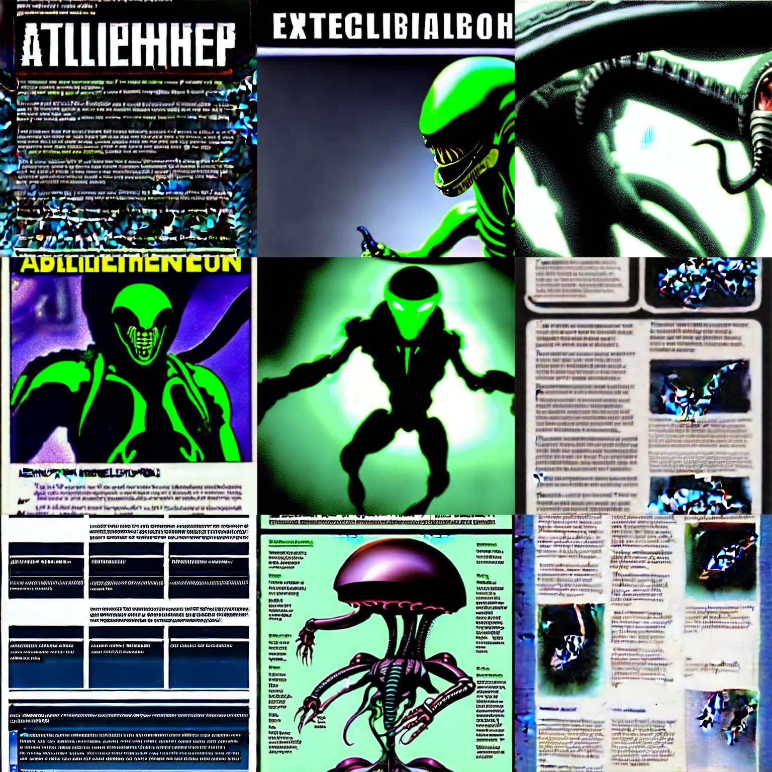 Image similar to aliens xenomorph laboratory testing guide. scientific journal.