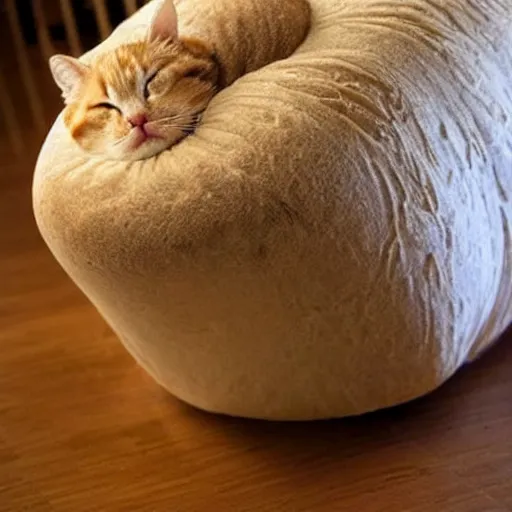 Image similar to cat which looks like a loaf of bread