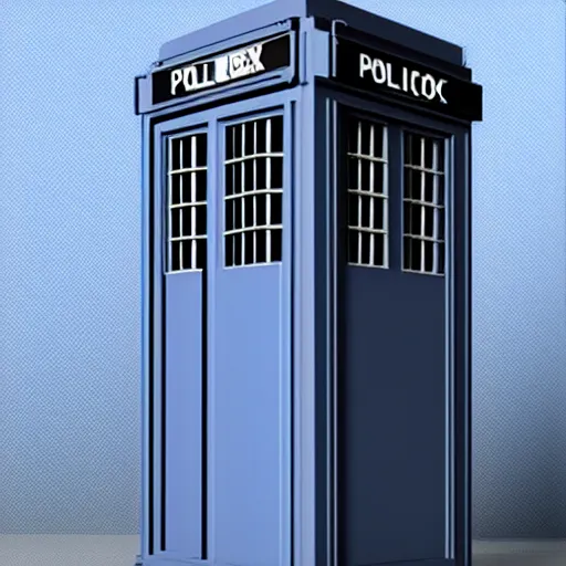 Image similar to a 1 8 2 9 police box is shown on a transparent background, a digital rendering by richard wilson, artstation, photorealism, physically based rendering, rendered in maya, made of wood