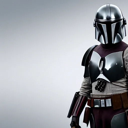 Prompt: photo of rowan atkinson in mandalorian armor, high res, realistic, star wars, high detail