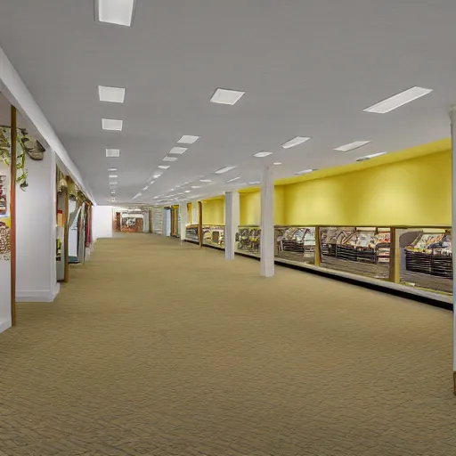 Prompt: watercolor image of a space which resembles the back rooms of a retail outlet, spanning approximately 600 million square miles. All rooms throughout Level 0 share the same superficial aspects: mono-yellow wallpaper, old moist carpet, and inconsistently placed fluorescent lighting. Beyond these main features, no two rooms are identical. 4k, hd, photorealistic