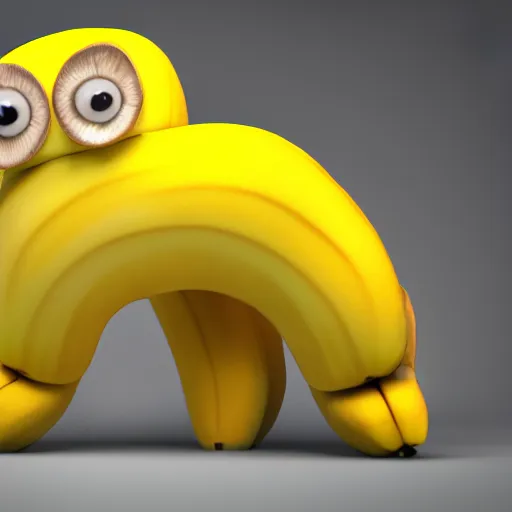 Prompt: cute banana cat, vray render, 50mm lens, bottom angle