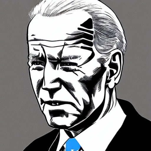 Image similar to Joe Biden looking sinister, by Tsutomu Nihei, highly detailed