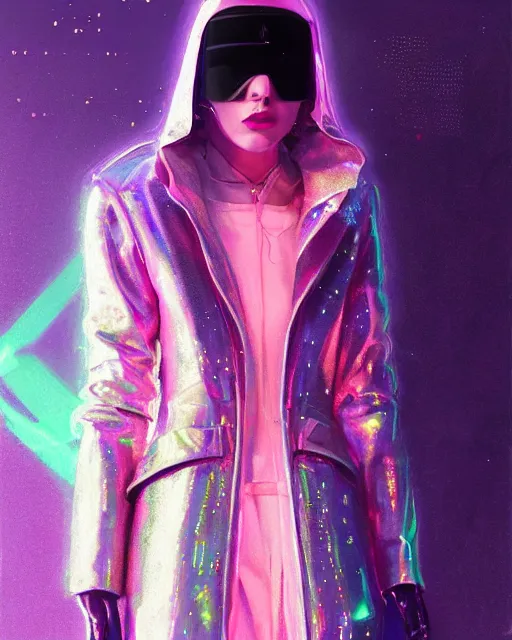 Image similar to detailed portrait of European Pretty Young Girl Sheen Holographic Jacket coat, Futuristic sci-fi fashion, royal attire cyberpunk, neotokyo, synthwave, aesthetics, futuristic, low-emission-neon, bladerunner movie scene by ismail inceoglu dragan bibin hans thoma greg rutkowski Alexandros Pyromallis Nekro Rene Margitte illustrated Perfect face, fine details, realistic shaded, fine-face, pretty face sharp chine