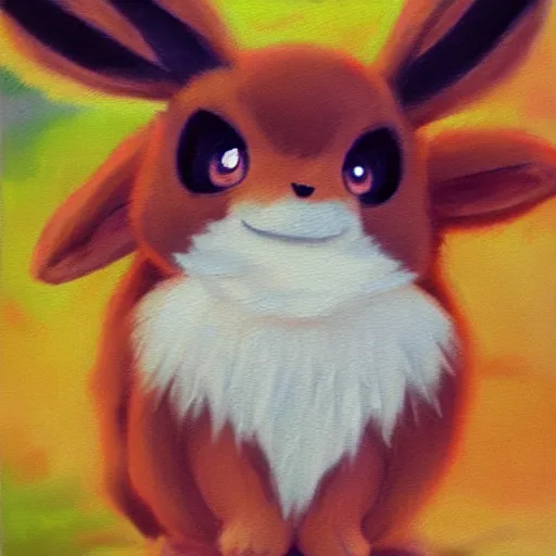 Prompt: an adorable pokemon like eevee. very cute friendly. fluffy. beautiful. oil painting.