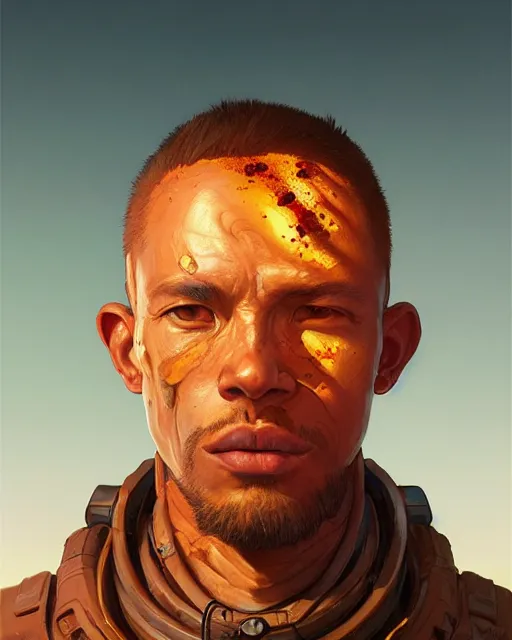 Prompt: conquering imbalanced mars, male portrait, caramel. rugged, highly detailed, intricate background, complex 3 d render by ilya kuvshinov, peter mohrbacher, greg rutkowski, simon stalenhag, thomas kinkade, victo ngai. unreal engine, blender, octane, ray tracing. luminous, sharp focus, masterpiece, post processing, deviantart