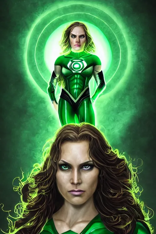 Prompt: Majestic and regal portrait of a female Green Lantern, DC universe, Perfect face, beautiful, intricate, epic, elegant, menacing, fantasy, highly detailed, digital painting, hard focus, beautiful volumetric lighting, epic light, ultra detailed, Horror, souls, ghosts, smoke by Leesha Hannigan, Ross Tran, Thierry Doizon, Kai Carpenter, Ignacio Fernández Ríos