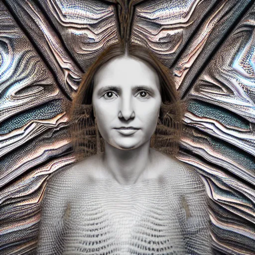 Image similar to Photorealistic image of a woman's portrait from the mandelbulb pattern