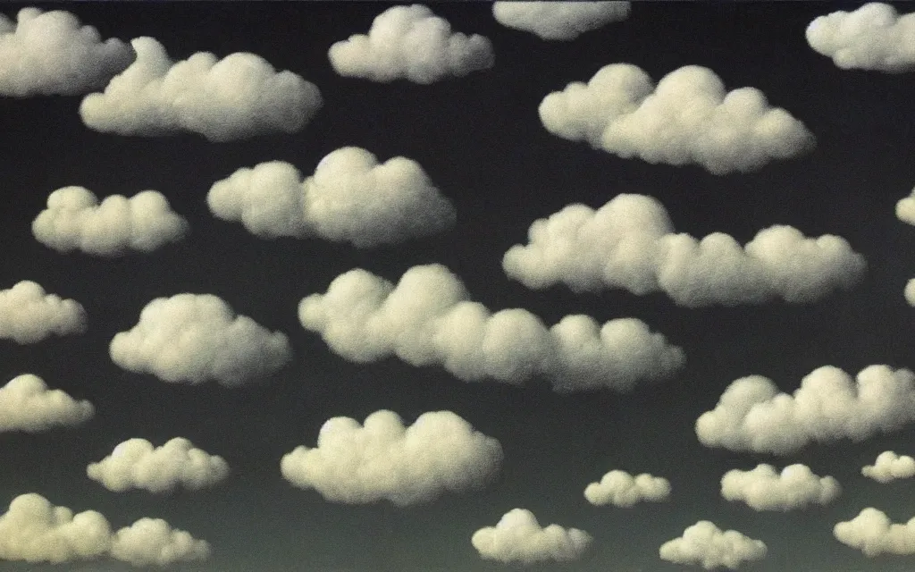 Image similar to dark clouds, detailed painting by rene magritte