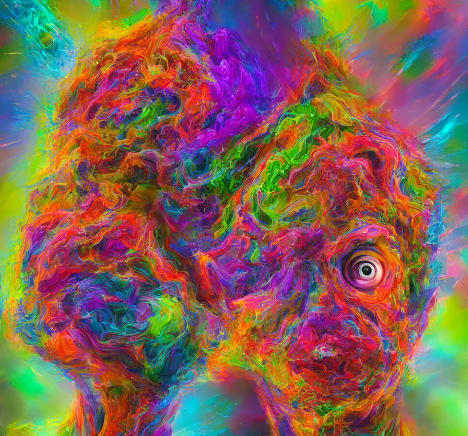 insides of a human head explode outward as a huge mass Stable