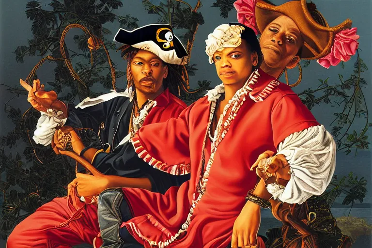 Image similar to pirate portrait by kehinde wiley