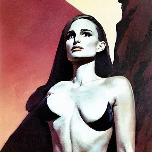 Prompt: Natalie Portman by Frank Frazetta