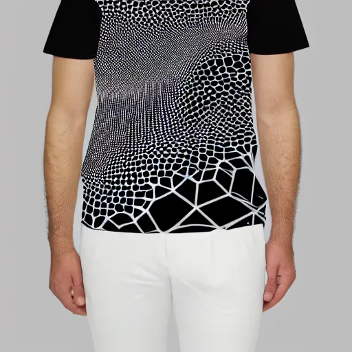 Prompt: a t shirt with a voronoi design