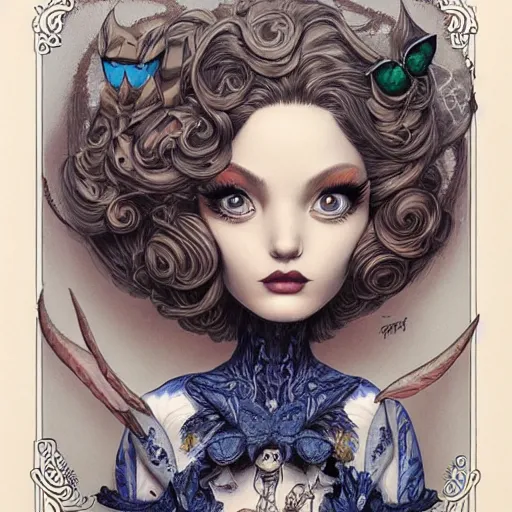 Image similar to Lofi portrait, Pixar style by Joe Fenton and Stanley Artgerm and Tom Bagshaw and Tim Burton, sideways glance